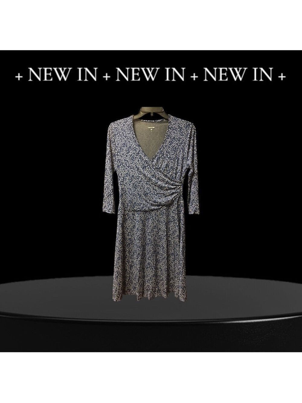 Garnet Hill Brianna Faux Wrap Dress 
Elegant Blue Floral Size Small